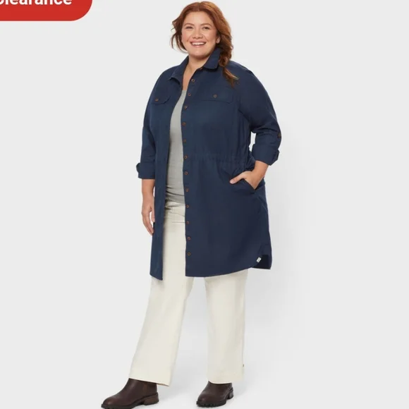 DULUTH TRADING CO HEMP SHIRT DRESS NAVY CURVY PLUS PREPPY CLASSY elegant Y2k - Picture 3 of 16